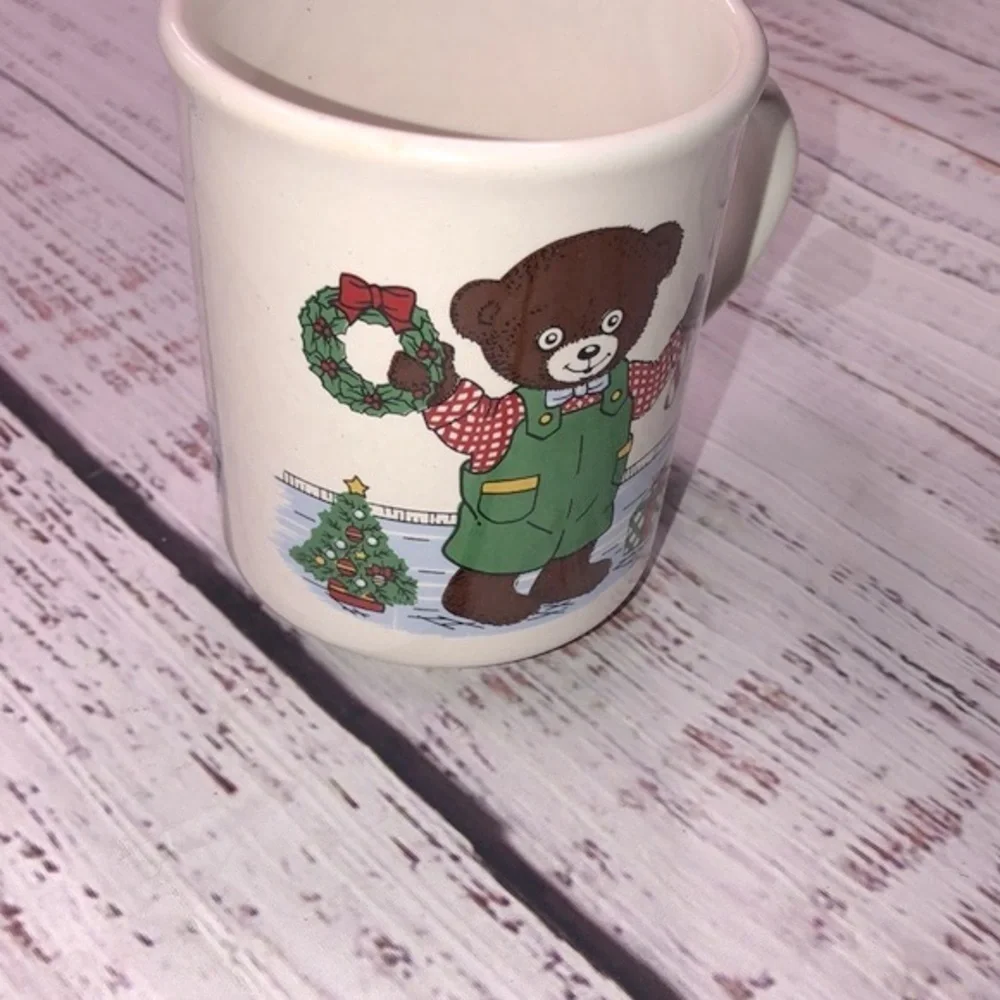 Vintage teddy bear Christmas coffee mug
